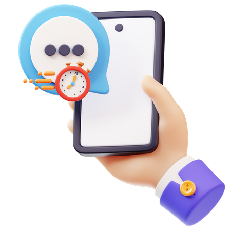 スマートフォンを手に持ってクイック返信  3D Icon