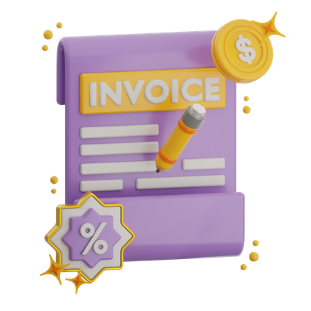 송장 할인  3D Icon