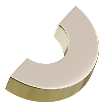 金色の縁取りの曲線のベージュの弧  3D Icon