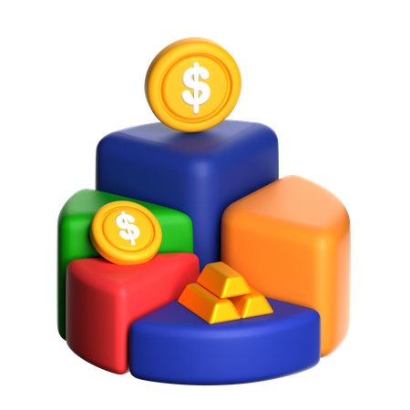 자산 배분 파이 차트  3D Icon