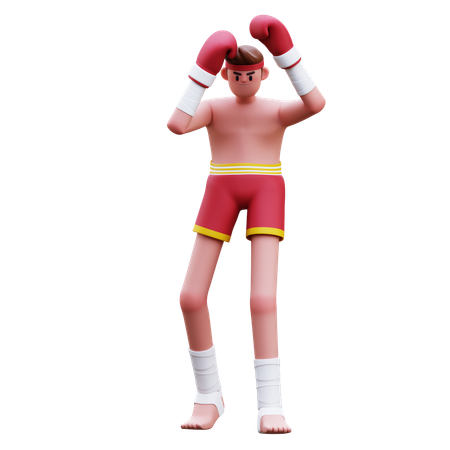 가드 자세를 취한 무에타이 선수  3D Icon