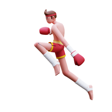 무에타이 파이터 점프 니 스트라이크  3D Icon