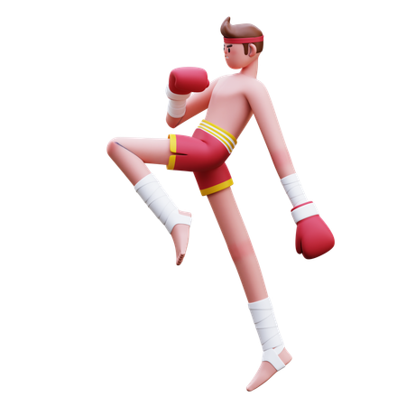 무릎 공격을 하는 무에타이 선수  3D Icon