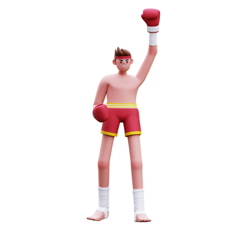 승리 포즈를 취한 무에타이 선수  3D Icon