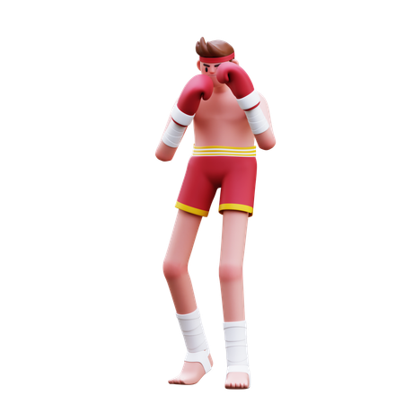 가드 자세를 취한 무에타이 선수  3D Icon