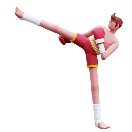 하이킥을 선보이는 무에타이 선수  3D Icon