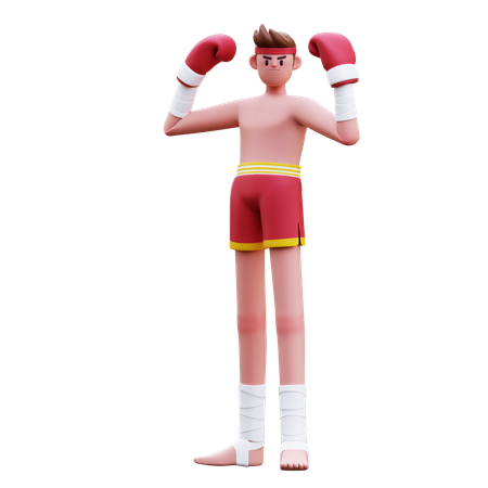 승리 포즈를 취한 무에타이 선수  3D Icon