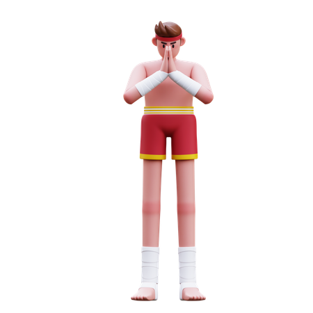 무에타이 선수 인사 포즈  3D Icon