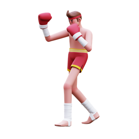 무에타이 파이터가 어퍼컷을 던지다  3D Icon