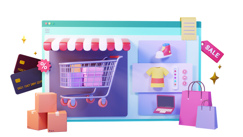 전자상거래 웹사이트  3D Icon