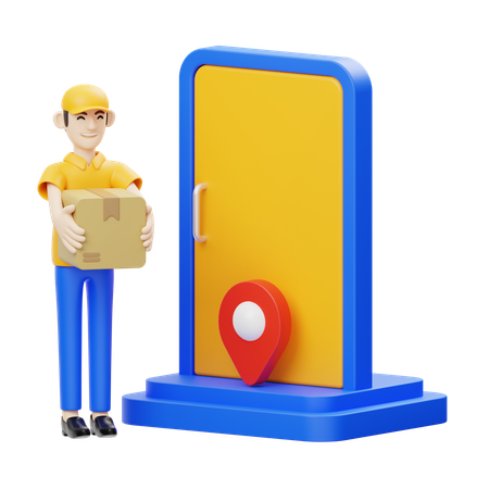 집으로 배달하는 배달원  3D Icon