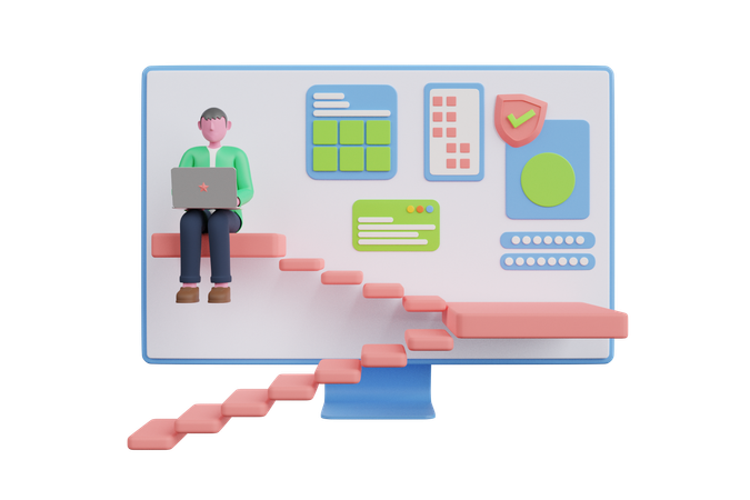 パスワードセキュリティを使用している男性  3Dアイコン