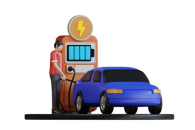 電気自動車を充電する  3D Icon