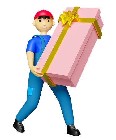 箱を持っている配達員  3D Icon