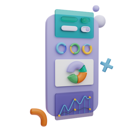 モバイル分析ダッシュボード  3D Icon