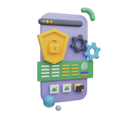 モバイル セキュリティ ダッシュボード  3D Icon