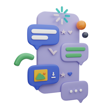 モバイルチャットアプリ  3D Icon