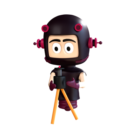 道路測量を行うキャラクター  3D Icon