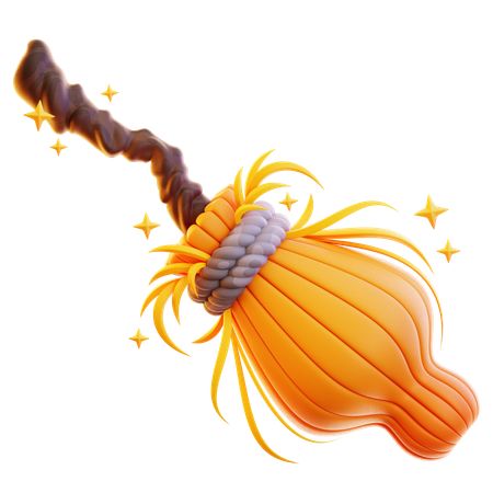 별이 달린 마법의 빗자루  3D Icon
