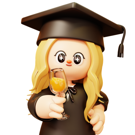 소녀는 송별회를 즐기고 있다  3D Icon