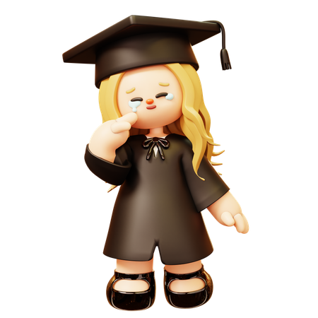 소녀는 학교 학위를 마친 후 울고 있다  3D Icon
