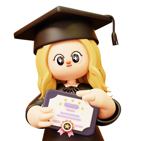 少女が卒業証書を獲得  3D Icon