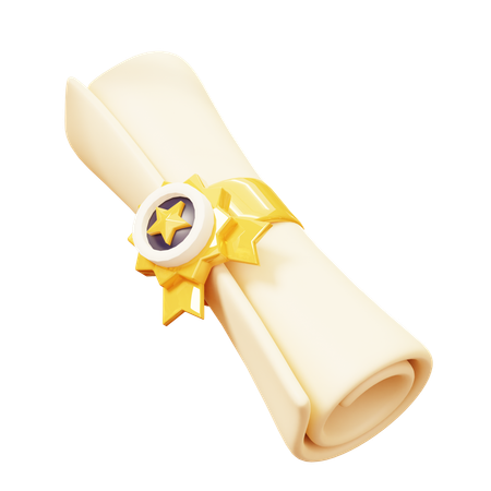 학위 수료 시 인증서 스크롤 획득  3D Icon
