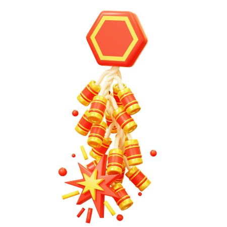 중국 불타는 폭죽  3D Icon