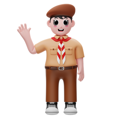 인도네시아 군인이 손을 흔든다  3D Icon