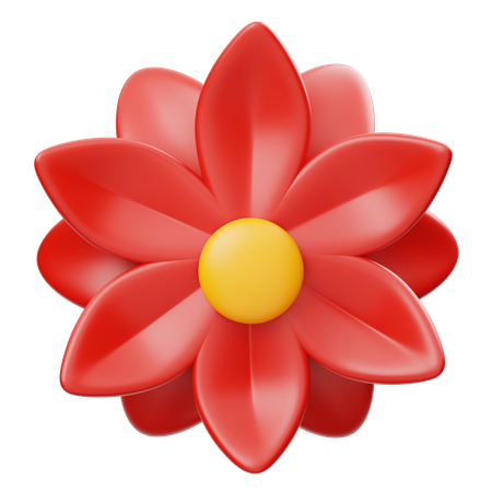 빨간 꽃  3D Icon