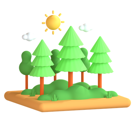 숲  3D Icon