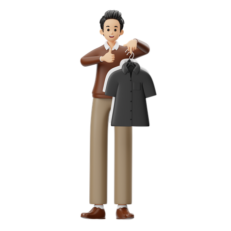 남성 패션 블로거가 옷을 입어보고 있다  3D Icon