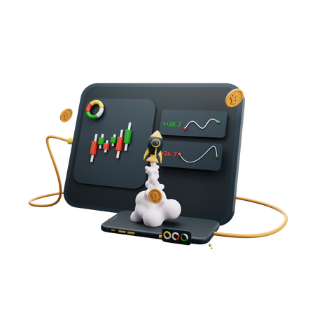 거래 시장 차트  3D Icon