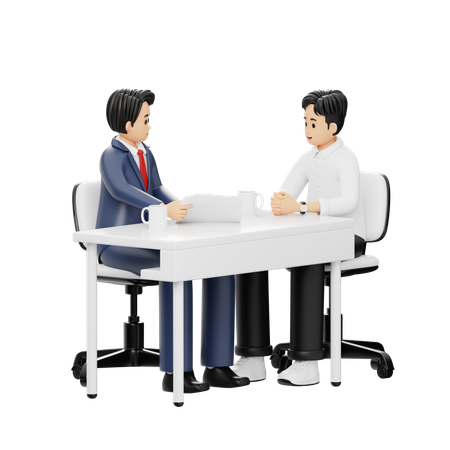 同僚にレポートを見せる若手社員  3D Icon