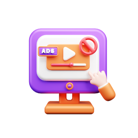 비디오 광고 중지  3D Icon
