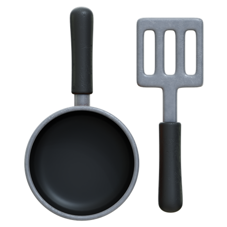 프라이팬과 주걱  3D Icon