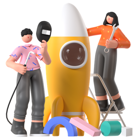 제품 개발을 하는 사람들  3D Icon