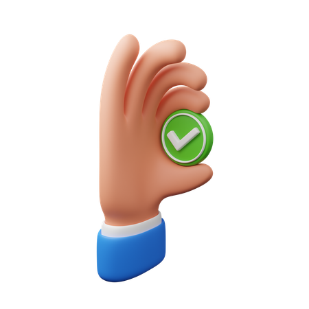 チェックマークサインを持つ手  3D Icon