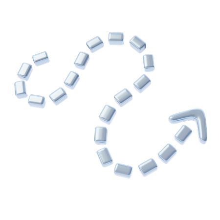 曲線の点線矢印  3D Icon