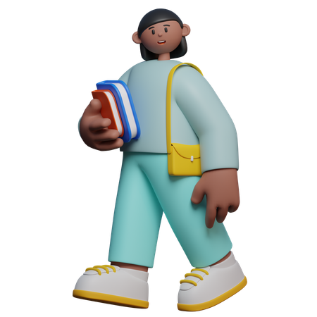 책을 가져오는 학생  3D Icon