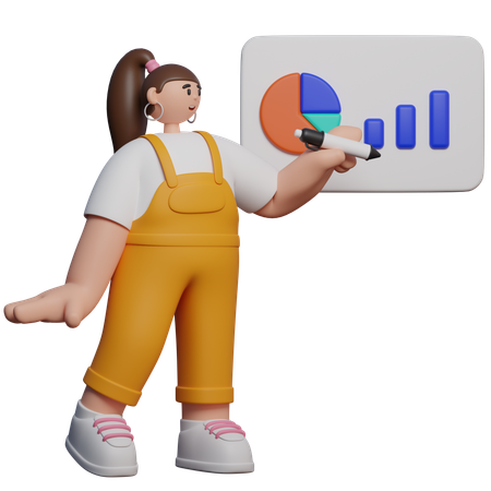 보드 프레젠테이션을 하는 여성  3D Icon
