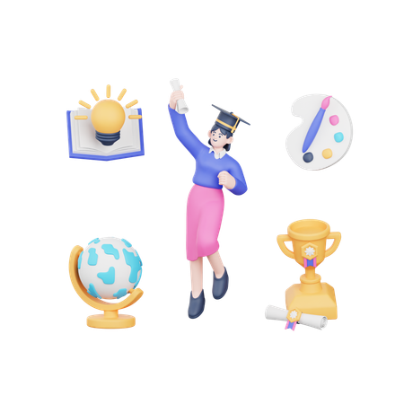 卒業  3D Icon