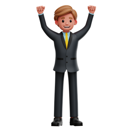 성공을 축하하는 사업가  3D Icon