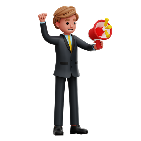 메가폰을 들고 있는 사업가  3D Icon