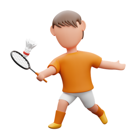 バドミントンをする少年  3D Icon