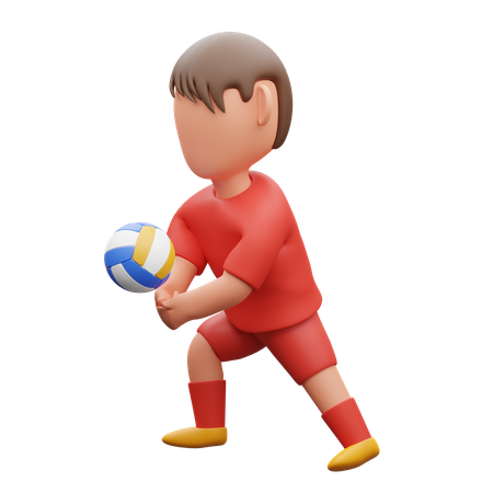 バレーボールをする少年  3D Icon