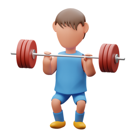 ウェイトリフティングをする男性  3D Icon