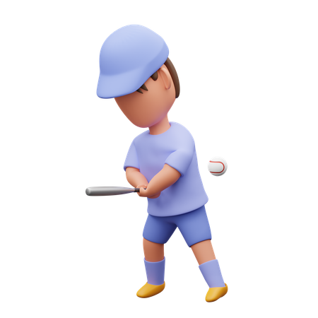 野球をする少年  3D Icon