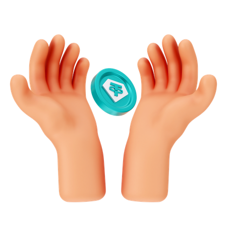 손에 동전  3D Icon