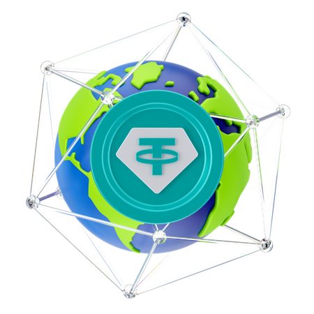 테더 연결  3D Icon
